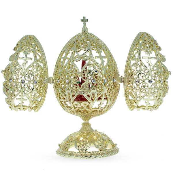 Bejeweled Orthodox Church Easter Egg Golden Figurine by BestPysanky
