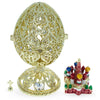 Bejeweled Orthodox Church Easter Egg Golden Figurine ,dimensions in inches: 3.95 x 2 x 2