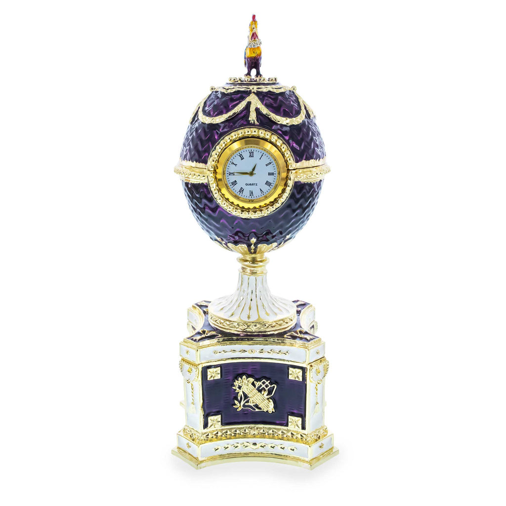 1904 Kelch Chanticleer Royal Imperial Musical Easter Egg in Purple Enamel in Purple color Oval