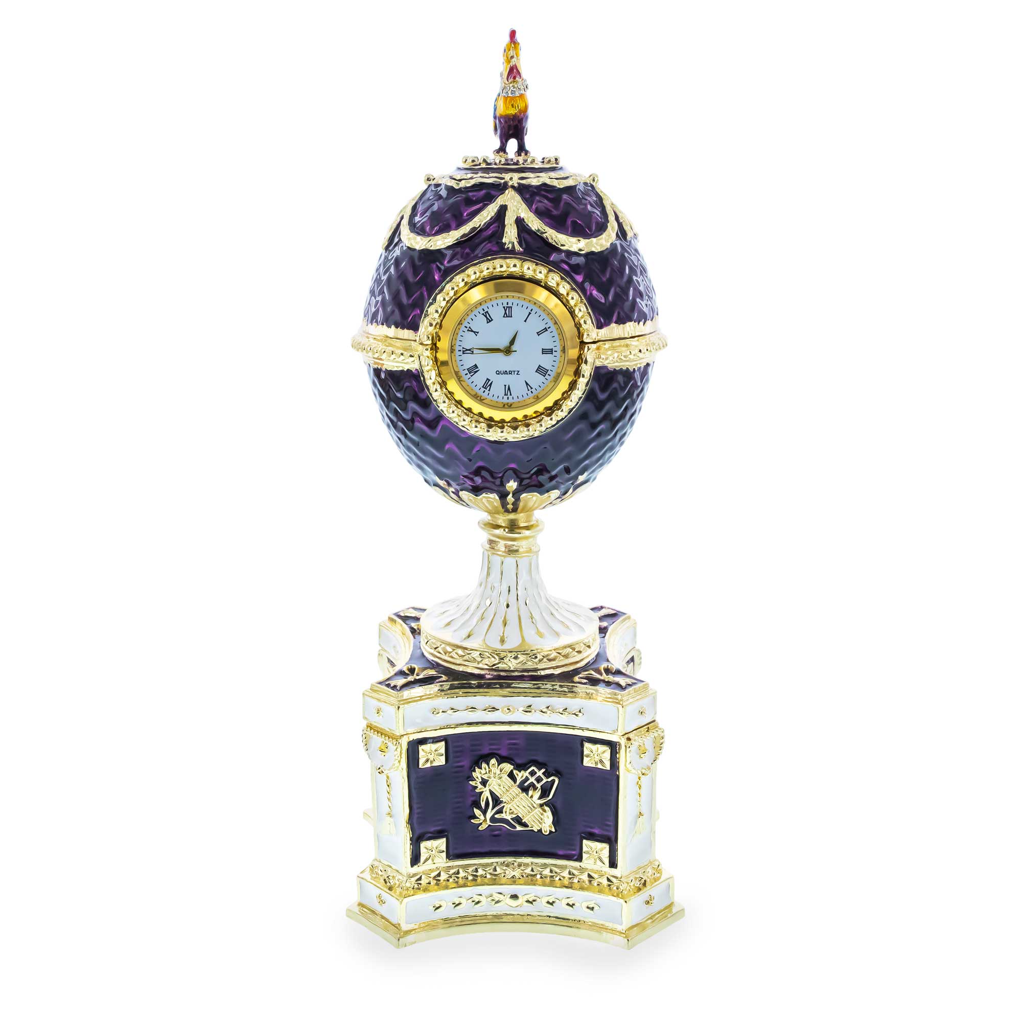 1904 Kelch Chanticleer Royal Imperial Musical Easter Egg in Purple Enamel in Purple color Oval