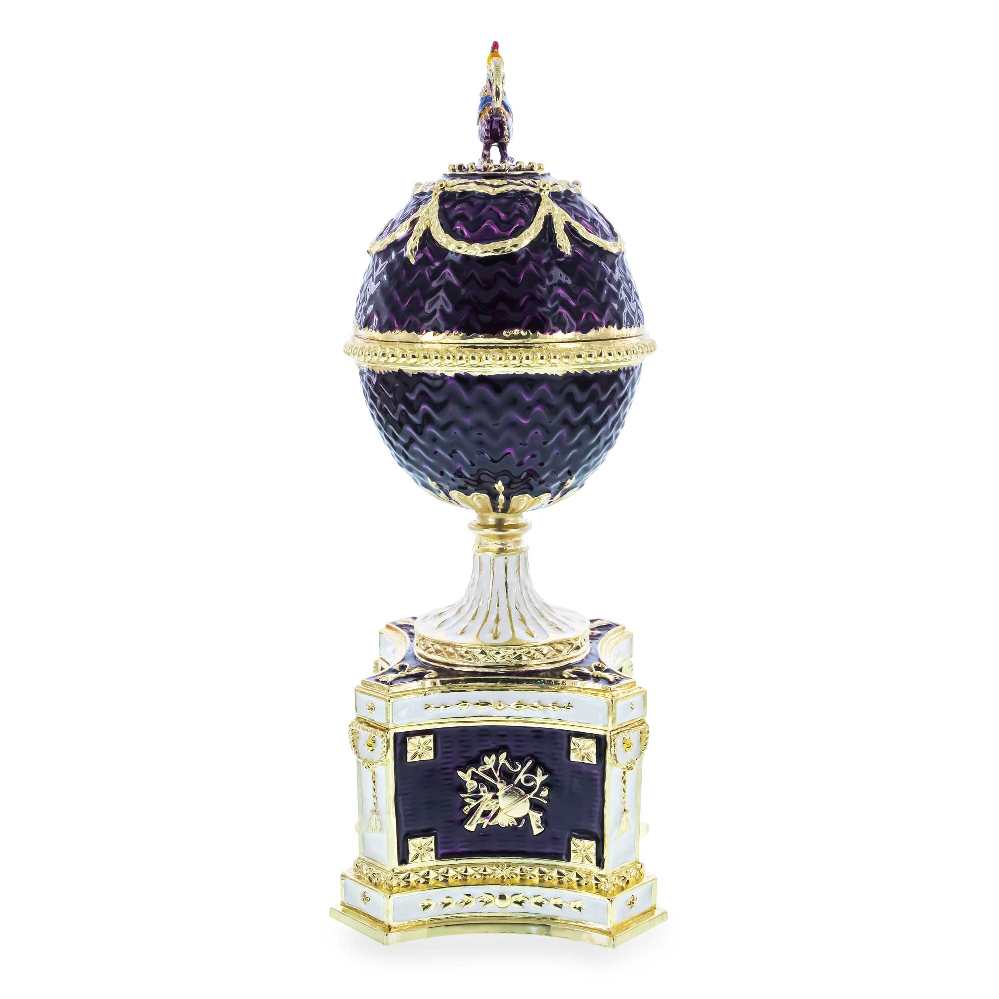 Shop 1904 Kelch Chanticleer Royal Imperial Musical Easter Egg in Purple Enamel. Buy Royal > Royal Eggs > Imperial > Musical Figurines Purple Oval