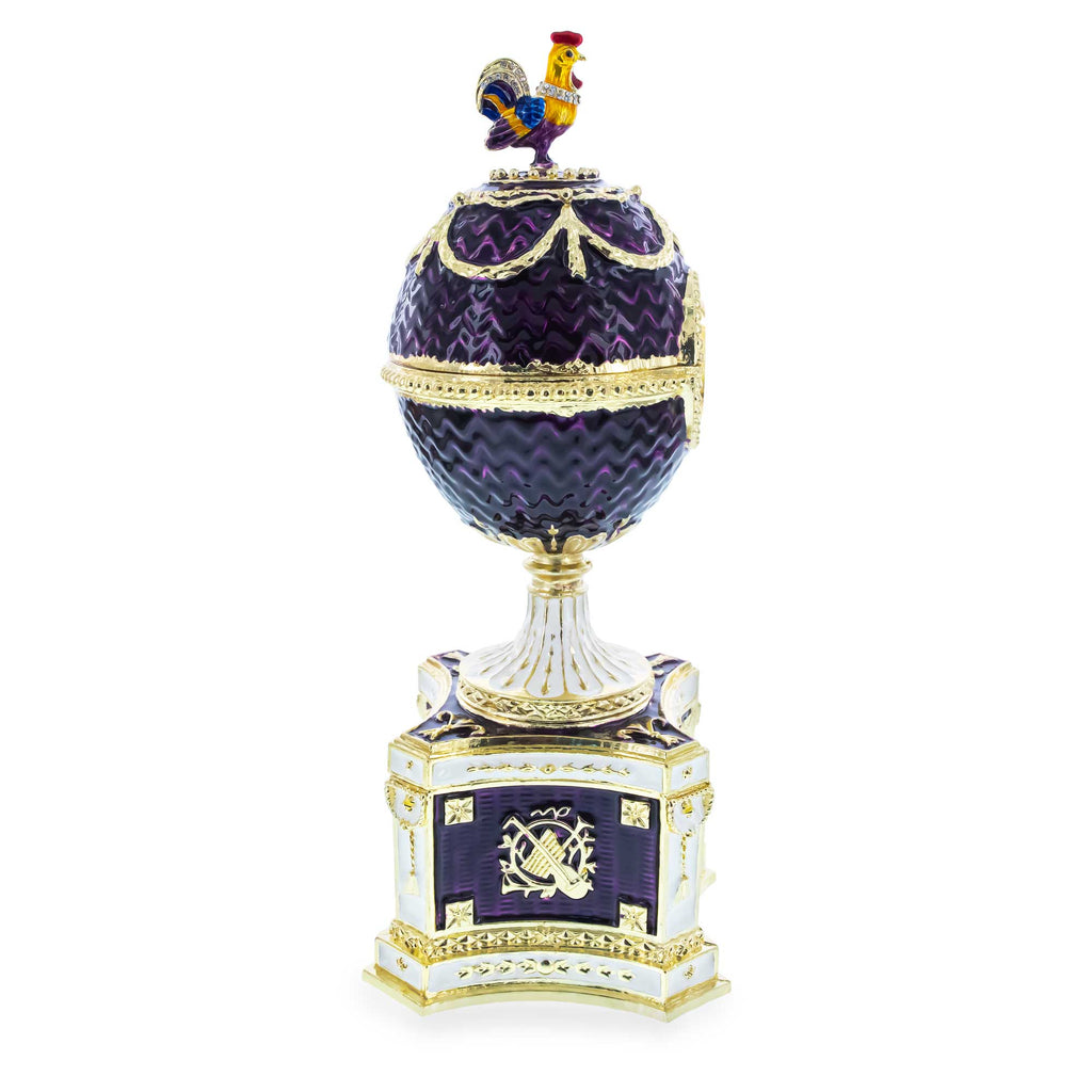 1904 Kelch Chanticleer Royal Imperial Musical Easter Egg in Purple EnamelCzech Republic , dimensions in inches: 9.35 x 3.4 x
