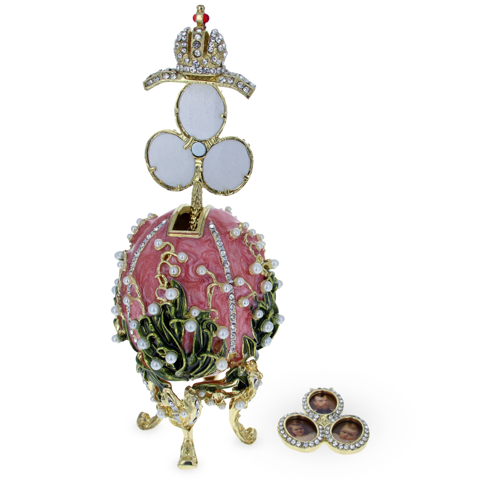 1898 Lilies of the Valley Musical Royal Imperial Easter Egg 6.3 Inches , dimensions in inches: 6.3 x 2.42 x 0.65