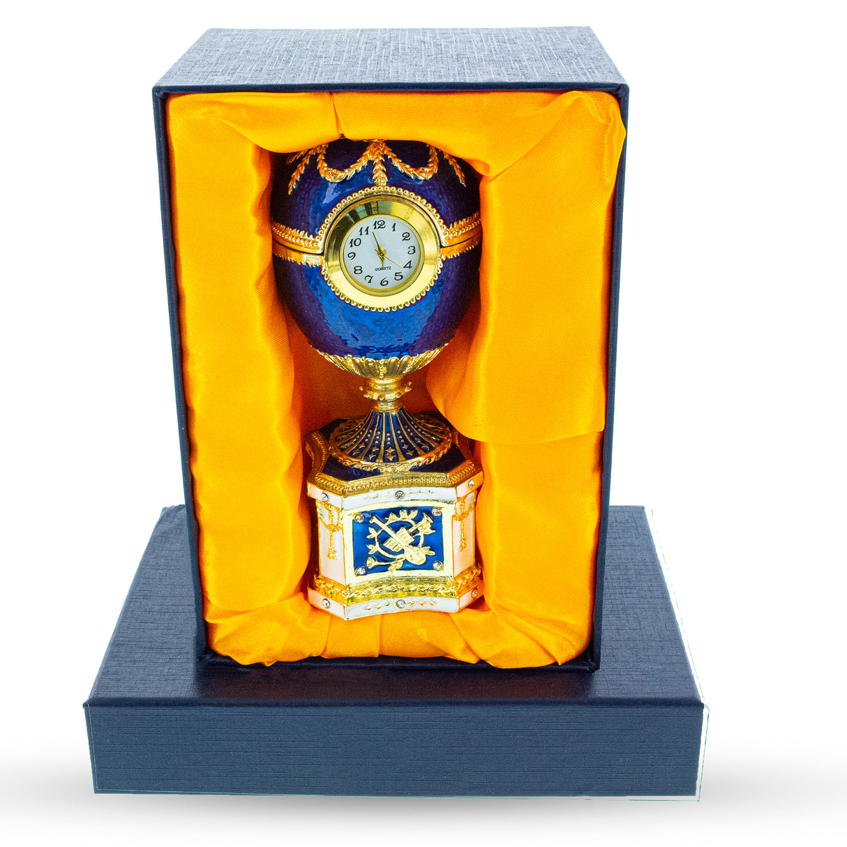 1904 Kelch Chanticleer Huevo de Pascua Imperial Real Esmaltado Azul con Reloj