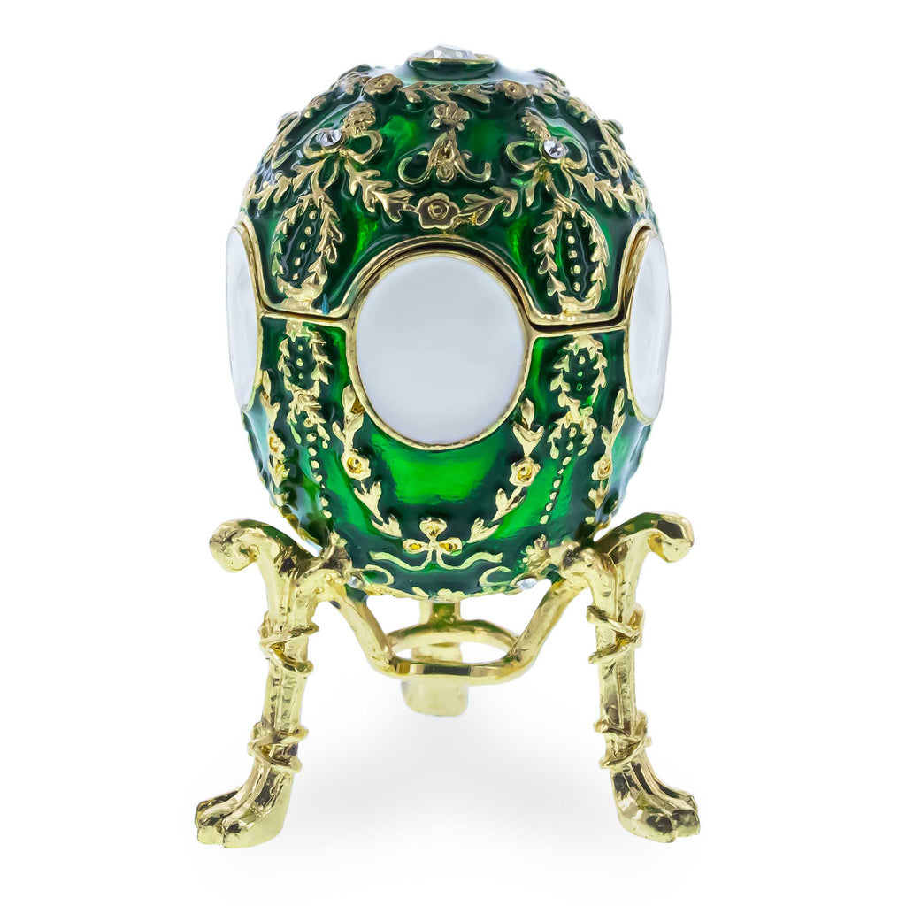 1908 Alexander Palace Royal Imperial Easter Egg 2.68 Inches in Green color Oval