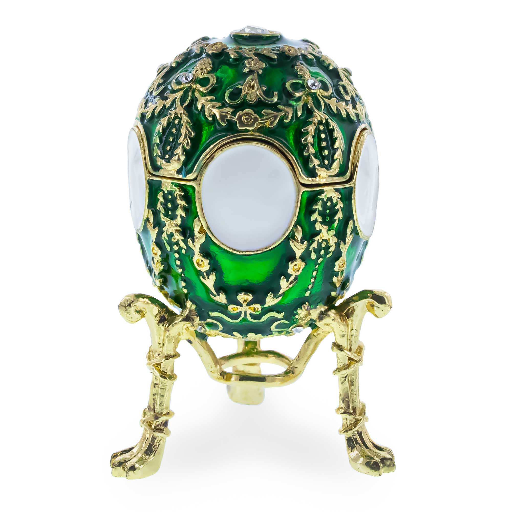 1908 Alexander Palace Royal Imperial Easter Egg 2.68 Inches in Green color Oval