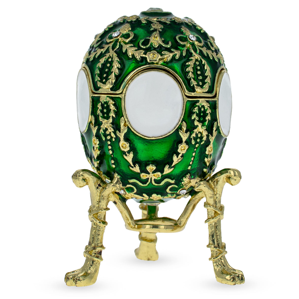 1908 Alexander Palace Royal Imperial Easter Egg 2.68 Inches in Green color, Oval shape