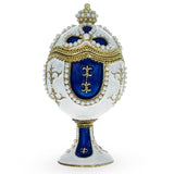 Pearls on White Enamel Royal Inspired Easter Egg 3.75 Inches in  color Oval