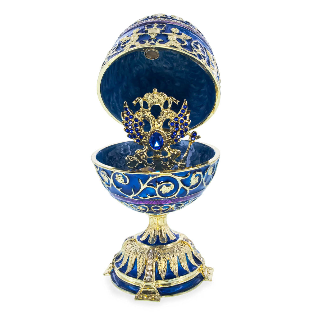 Shop 1912 Tsarevich Royal Imperial Easter Egg 5.5 Inches. Buy Royal > Royal Eggs > Imperial Blue Oval