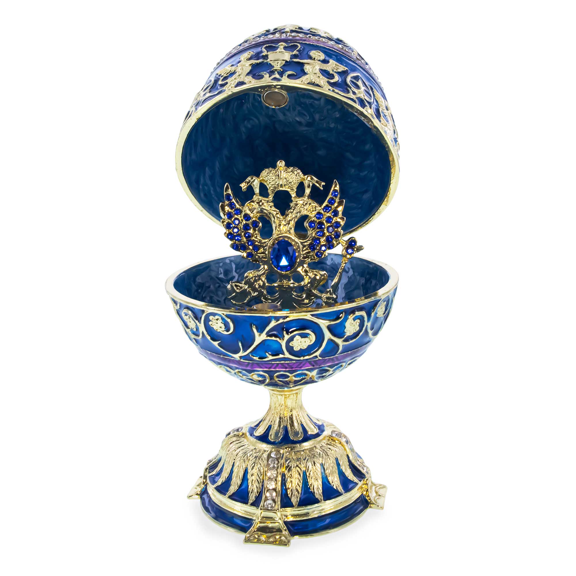 Shop 1912 Tsarevich Royal Imperial Easter Egg 5.5 Inches. Buy Royal > Royal Eggs > Imperial Blue Oval