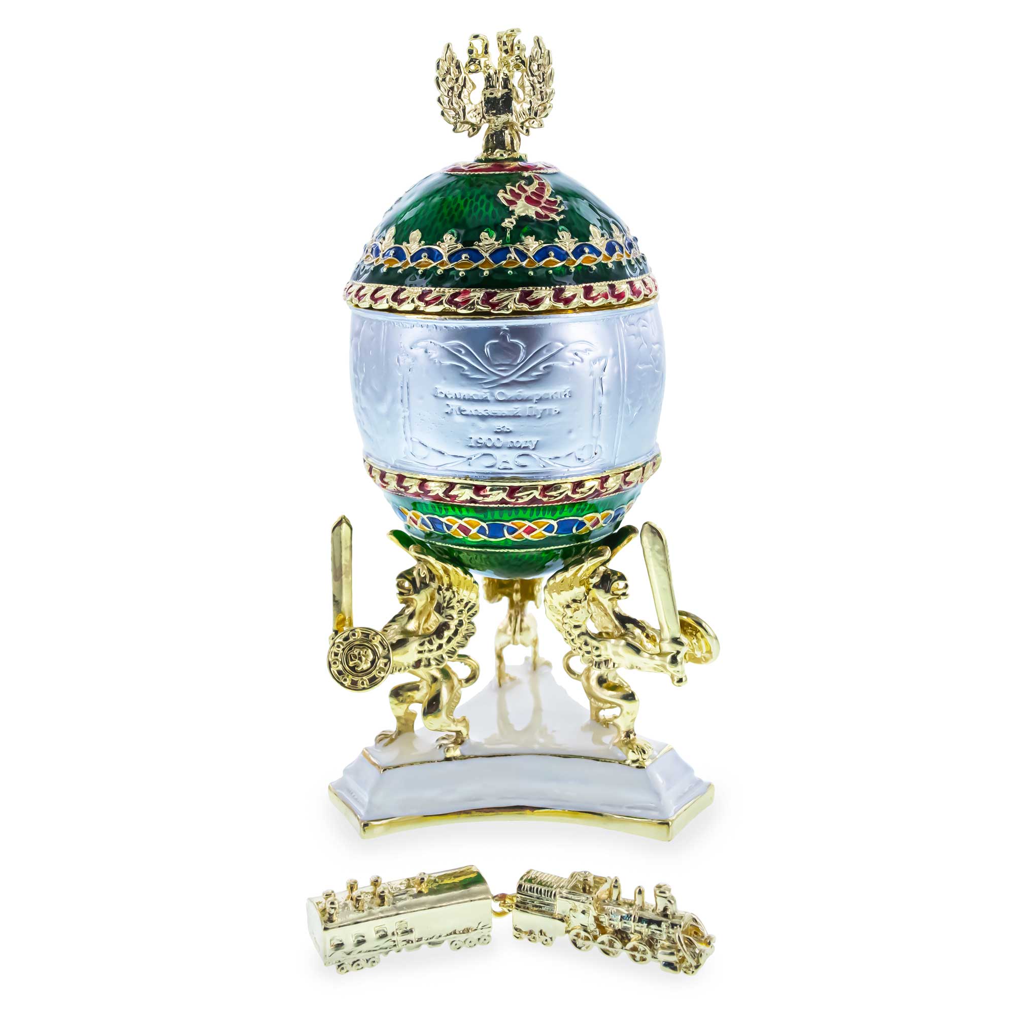 1900 Trans-Siberian Railway Royal Imperial Easter Egg in White color
