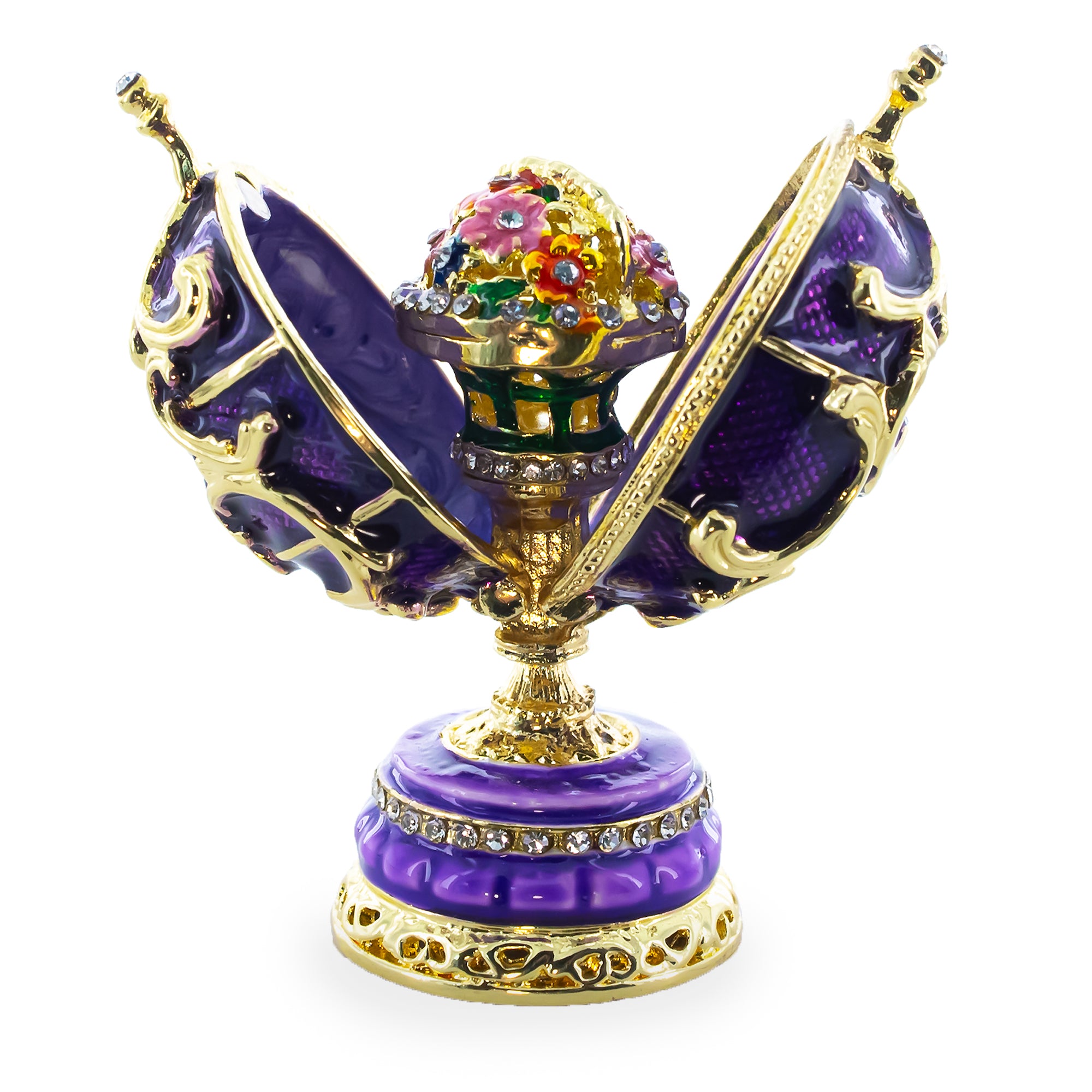 1899-1903 Spring Flowers Royal Imperial Easter Egg 3.4 Inches in Purple color Oval