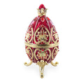 Red Royal Jeweled Inspired Imperial Easter Egg 4.5 Inches in Red color Oval