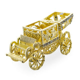 Golden Royal Coronation Coach Trinket Box Figurine , dimensions in inches: 3.25 x 4.8 x 3.8