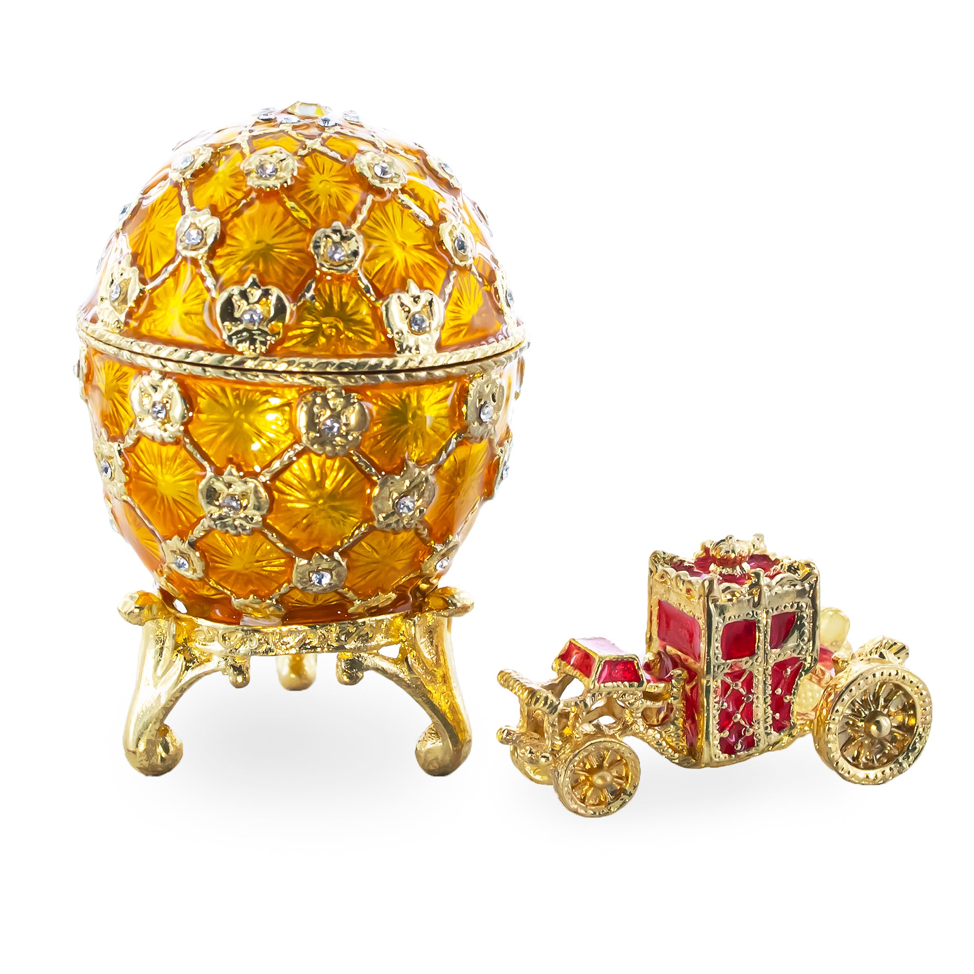 1897 Coronation Royal Imperial Easter Egg 2.5 Inches in Gold color Oval