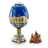 The City Blue Enamel Royal Inspired Easter Egg 2.75 Inches in Blue color Oval
