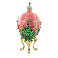 1898 Lilies of the Valley Royal Imperial Easter Egg 6.25 Inches in Red color Oval