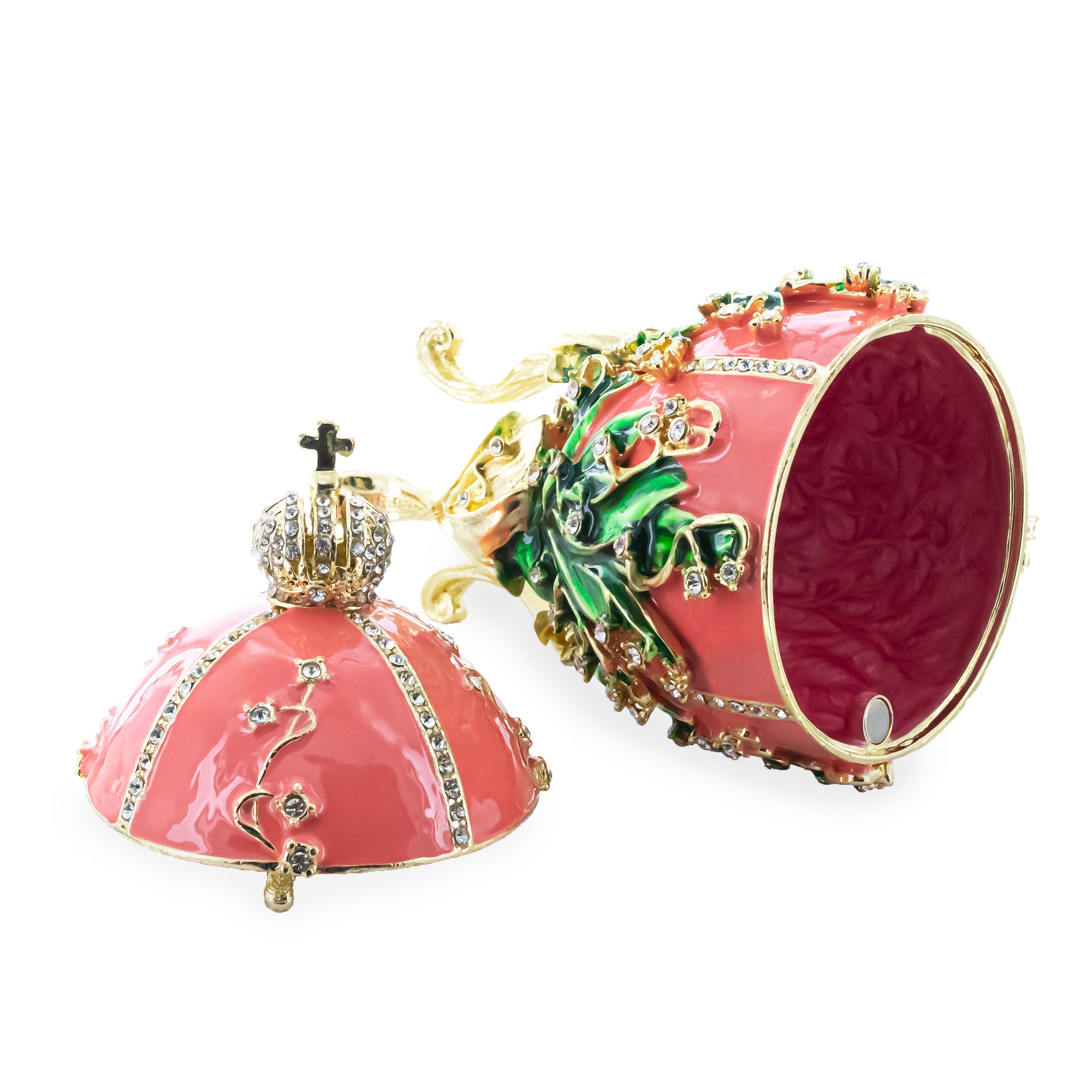 1898 Lilies of the Valley Royal Imperial Easter Egg 6.25 Inches , dimensions in inches: 6.25 x 6.05 x 5.51