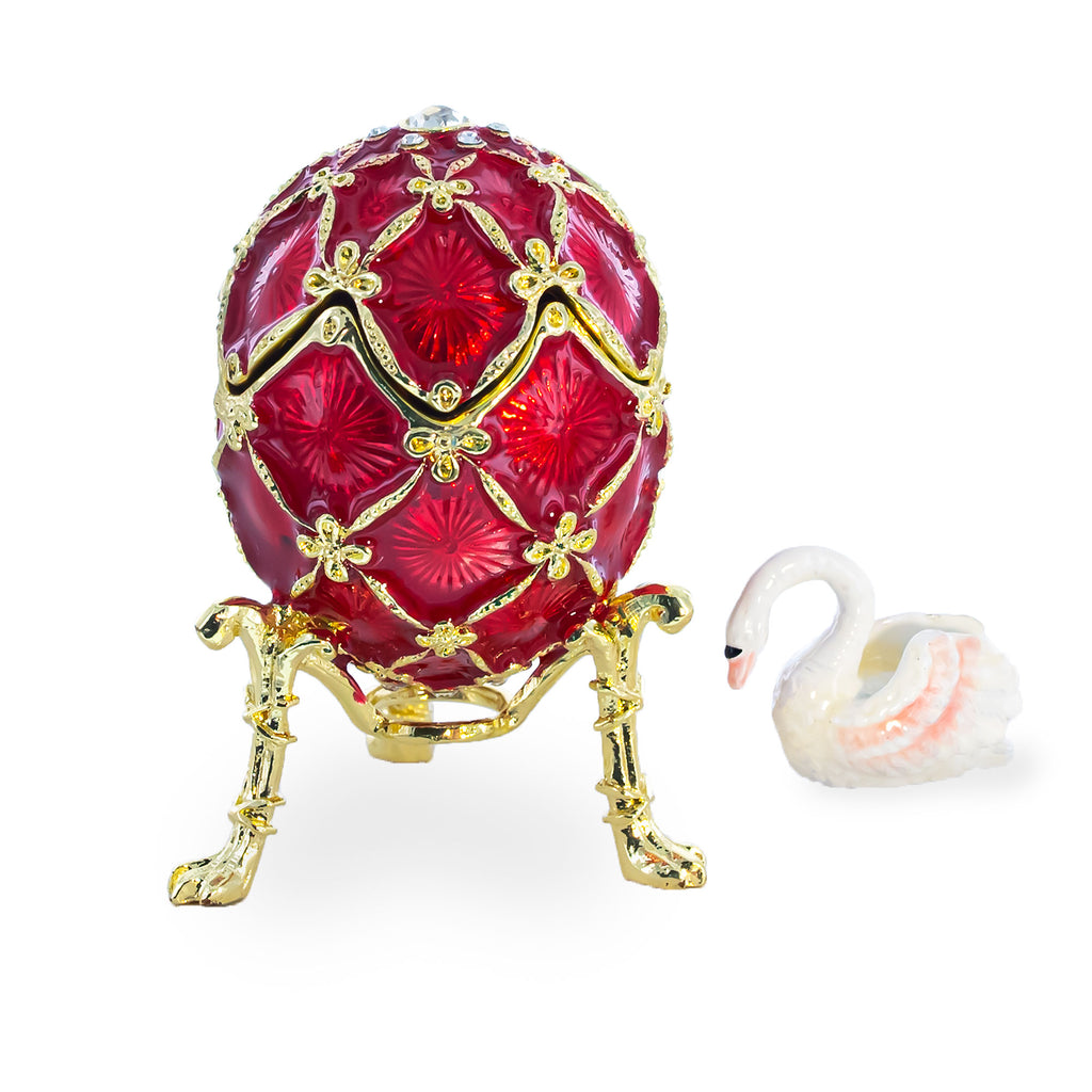 1906 The Swan Royal Imperial Easter Egg in Red in Red color Oval
