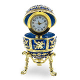 Blue Enamel Royal Inspired Imperial Easter Egg with Clock Surprise in  color Oval