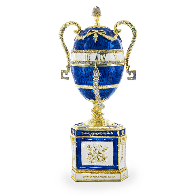 1895 Blue Serpent Clock Royal Imperial Easter Egg 7 Inches in Blue color