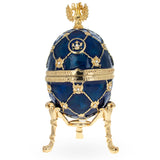 Pewter Coat of Arms Blue Royal Inspired Easter Egg in Blue color Oval