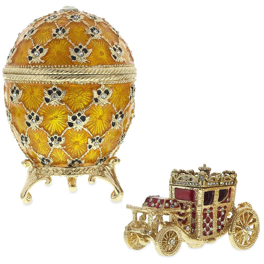 1897 Coronation Royal Imperial Easter Egg 3.8 Inches in Gold color Oval