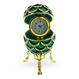 Green Enamel Pinecone Royal Inspired Imperial Easter Egg with Clock Surprise in Green color Oval