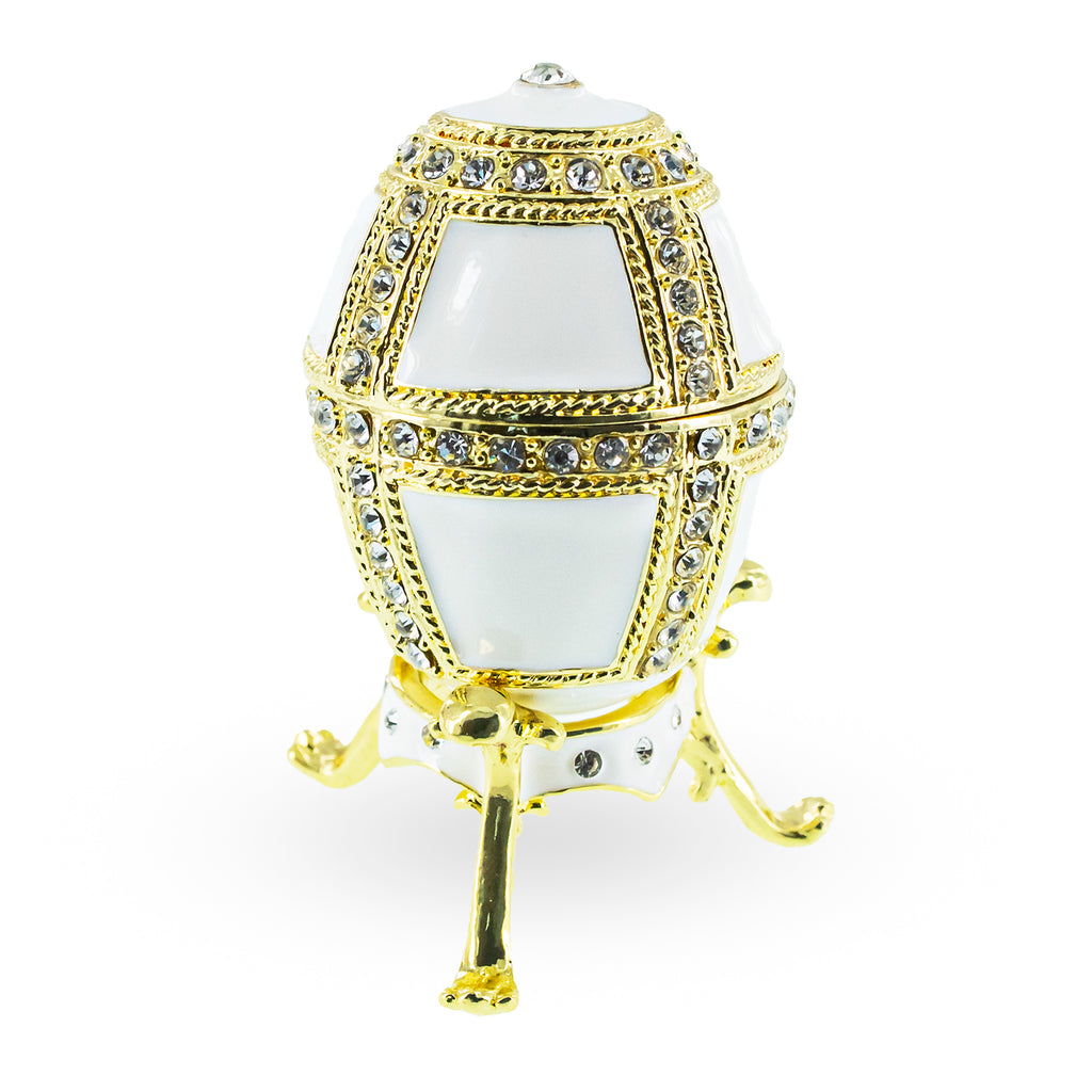 Shop 1890 Danish Palaces Royal Imperial Easter Egg in White. Buy Royal > Royal Eggs > Imperial White Oval