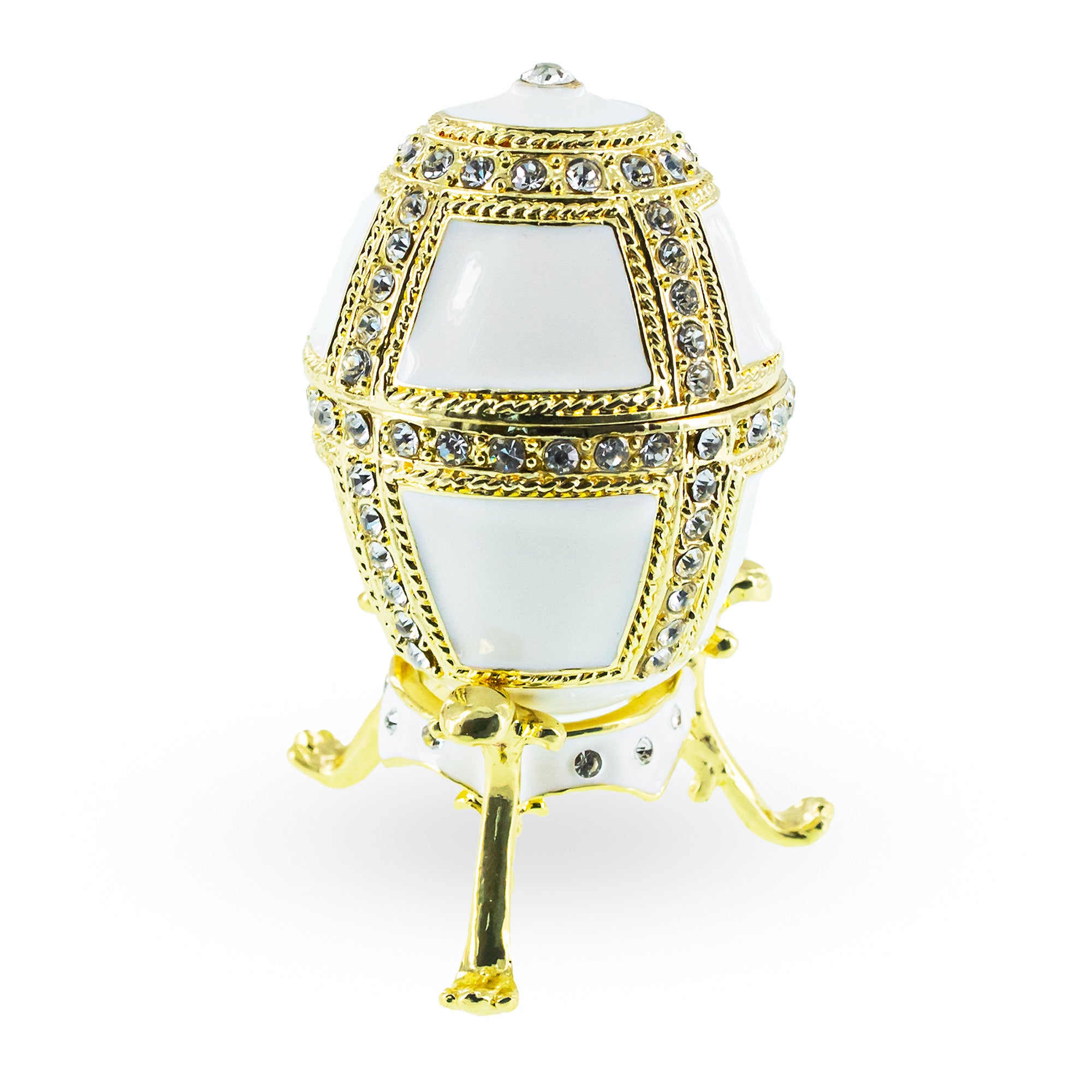 Shop 1890 Danish Palaces Royal Imperial Easter Egg in White. Buy Royal > Royal Eggs > Imperial White Oval