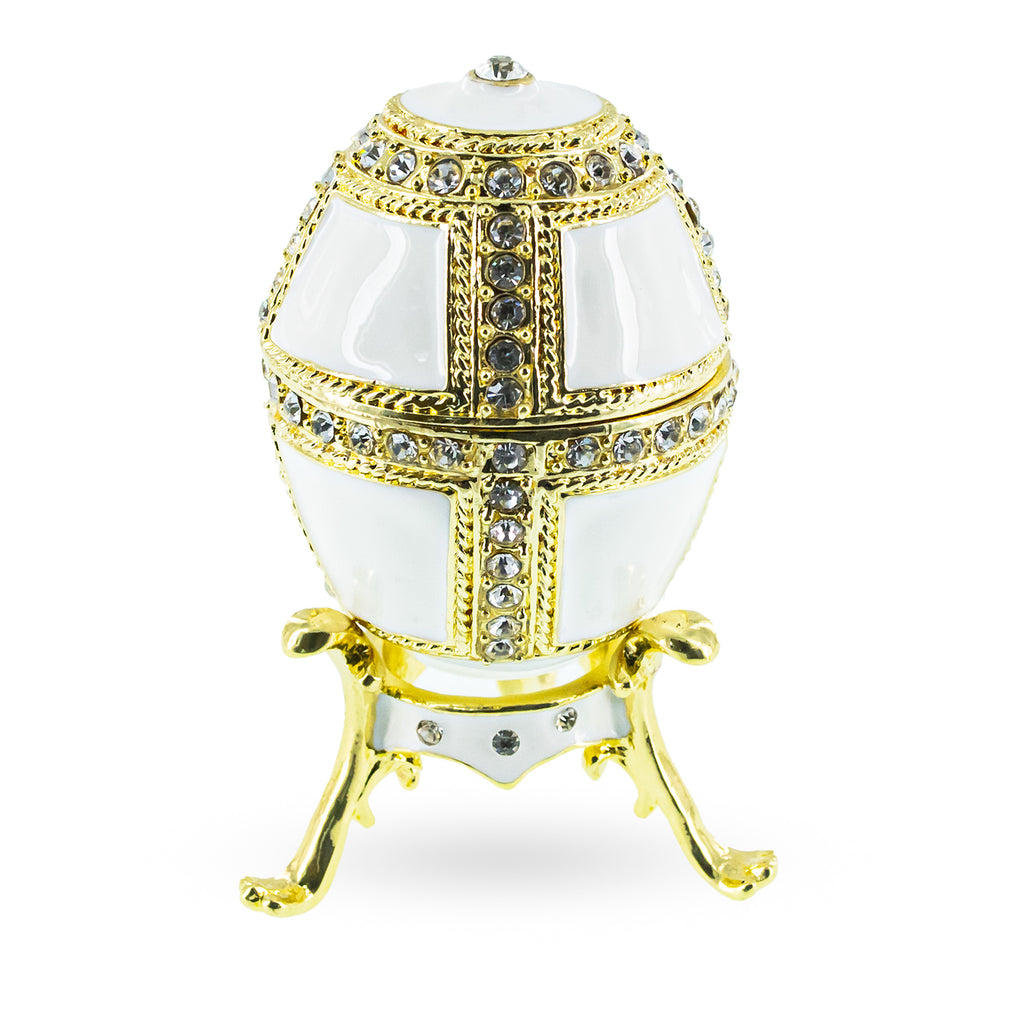 1890 Danish Palaces Royal Imperial Easter Egg in White in White color Oval