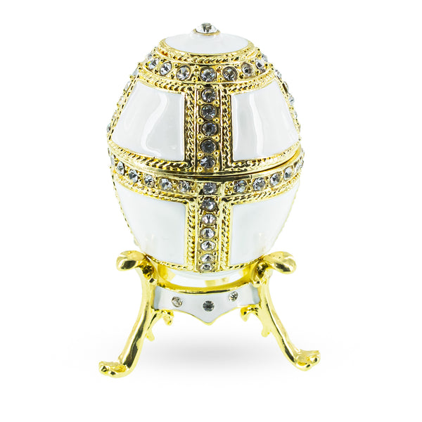 1890 Danish Palaces Royal Imperial Easter Egg in White in White color, Oval shape