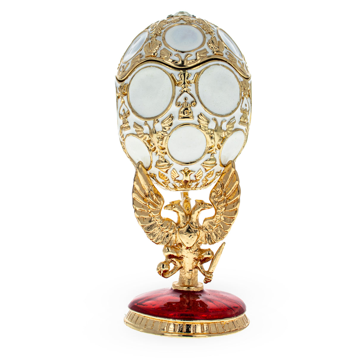 1913 Romanov Tercentenary Royal Easter Egg 3.6 Inches in Gold color, Oval shape