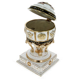 Shop Red Cross on White Enamel Royal Inspired Imperial Easter Egg. Buy Royal Royal Eggs Inspired White Oval Pewter for Sale by Online Gift Shop BestPysanky Faberge replicas Imperial royal collectible Easter egg decorative Russian inspired style jewelry trinket box bejeweled jeweled enameled decoration figurine collection house music box crystal value for sale real