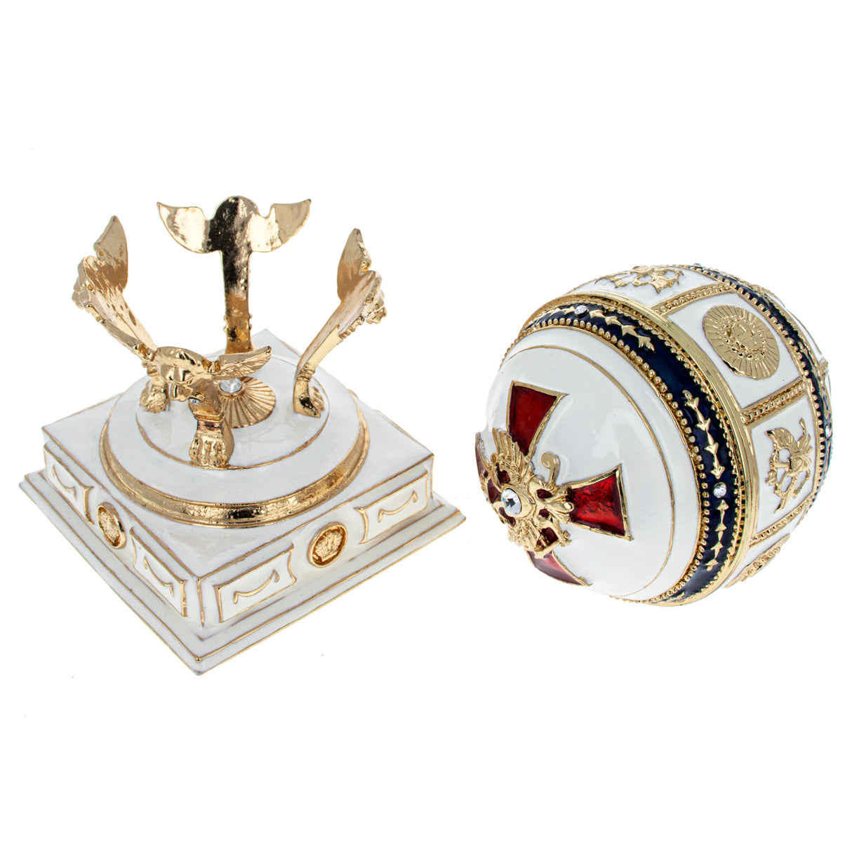 Red Cross on White Enamel Royal Inspired Imperial Easter Egg