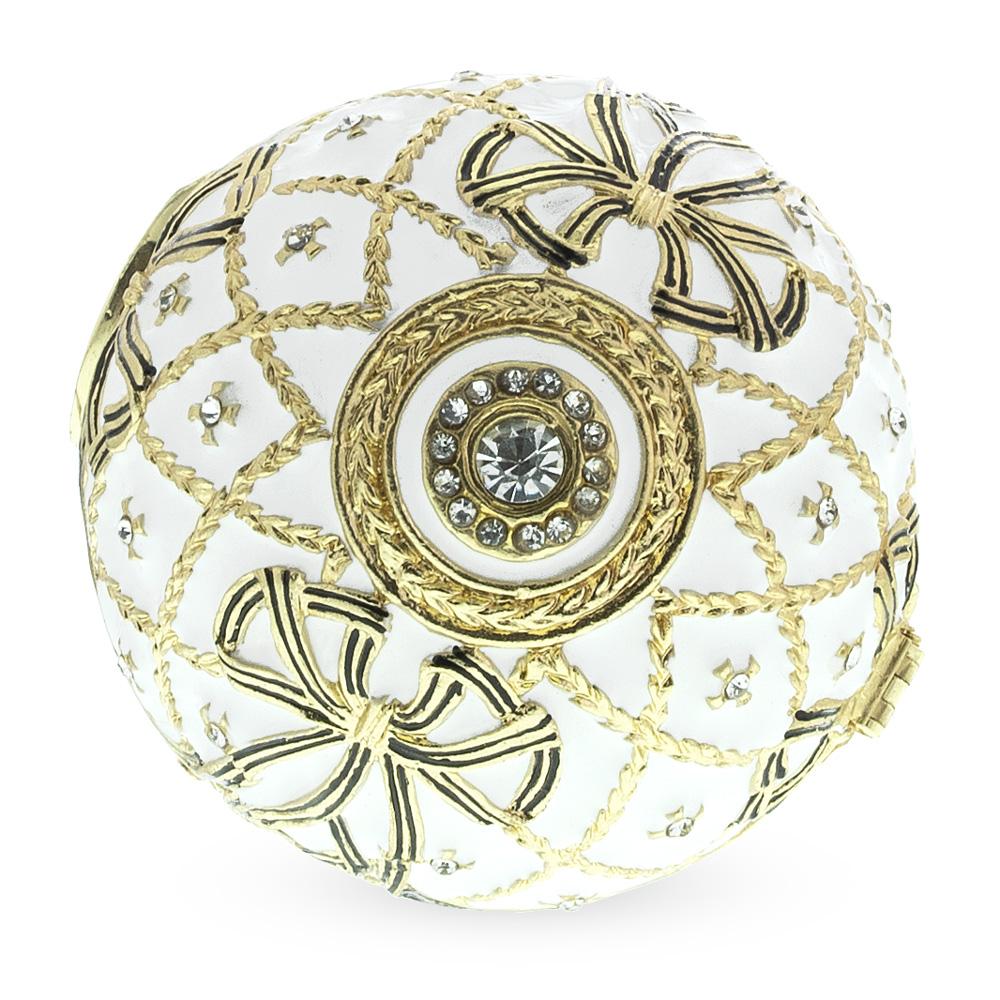 Shop 1916 Order of St. George Royal Imperial Easter Egg. Buy Royal Royal Eggs Imperial White Oval Pewter for Sale by Online Gift Shop BestPysanky Faberge replicas Imperial royal collectible Easter egg decorative Russian inspired style jewelry trinket box bejeweled jeweled enameled decoration figurine collection house music box crystal value for sale real