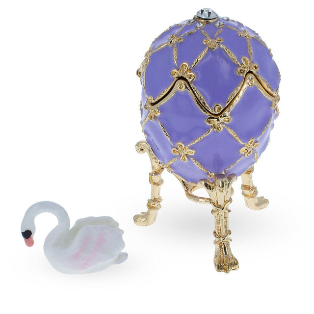 Pewter 1906 The Swan Royal Imperial Egg in Purple in Purple color Oval
