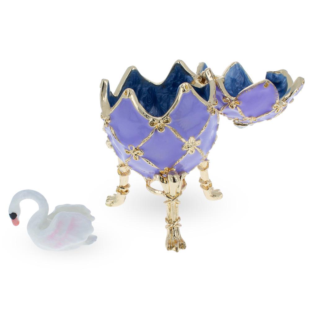 1906 The Swan Royal Imperial Egg in Purple , dimensions in inches: 2.8 x 1.65 x 1.65