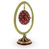 Red Enamel Jeweled Easter Egg in the Egg Shaped Display Holder Figurine ,dimensions in inches: 5.6 x  x 3.4