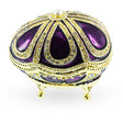 Bejeweled Purple Enamel Egg Figurine with Clock in Purple color Oval