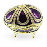 Bejeweled Purple Enamel Egg Figurine with Clock in Purple color Oval