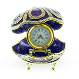 Bejeweled Purple Enamel Egg Figurine with Clock , dimensions in inches: 2.12 x 1.95 x