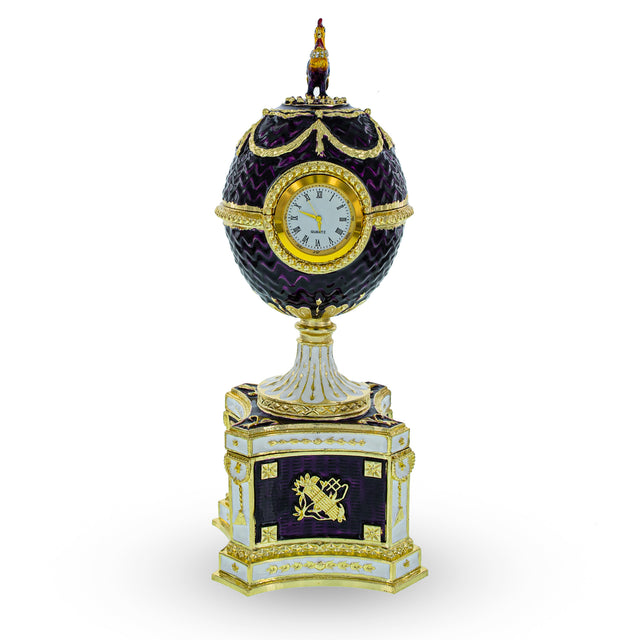 Pewter 1904 Kelch Chanticleer Royal Imperial Musical Easter Egg in Purple Enamel in Purple color Oval