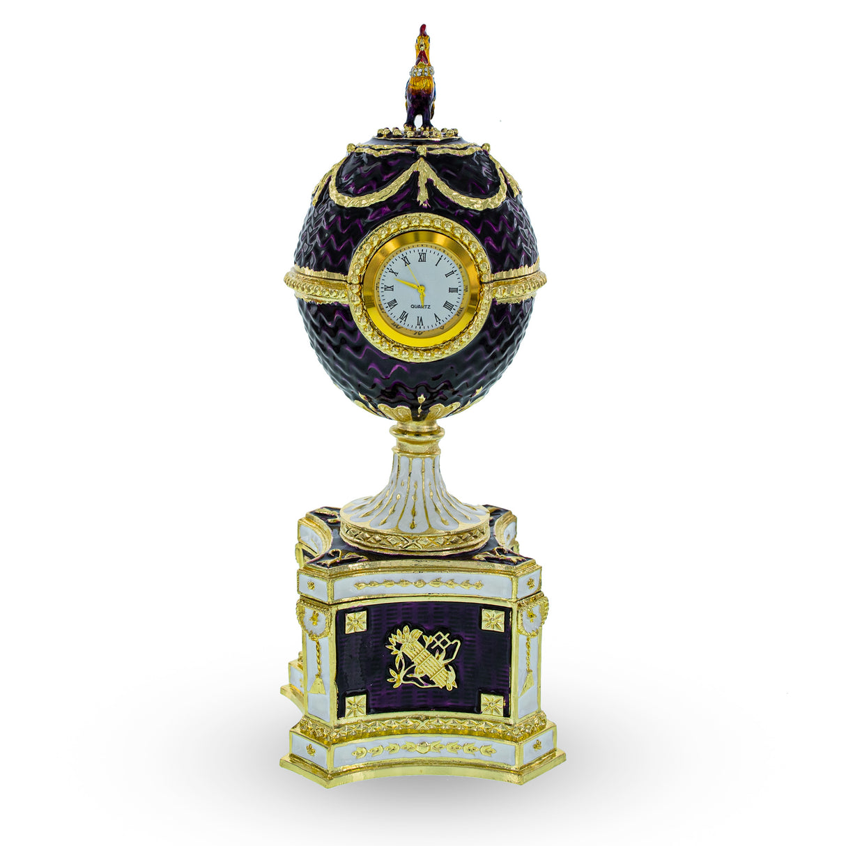 1904 Kelch Chanticleer Royal Imperial Musical Easter Egg in Purple Enamel in Purple color, Oval shape