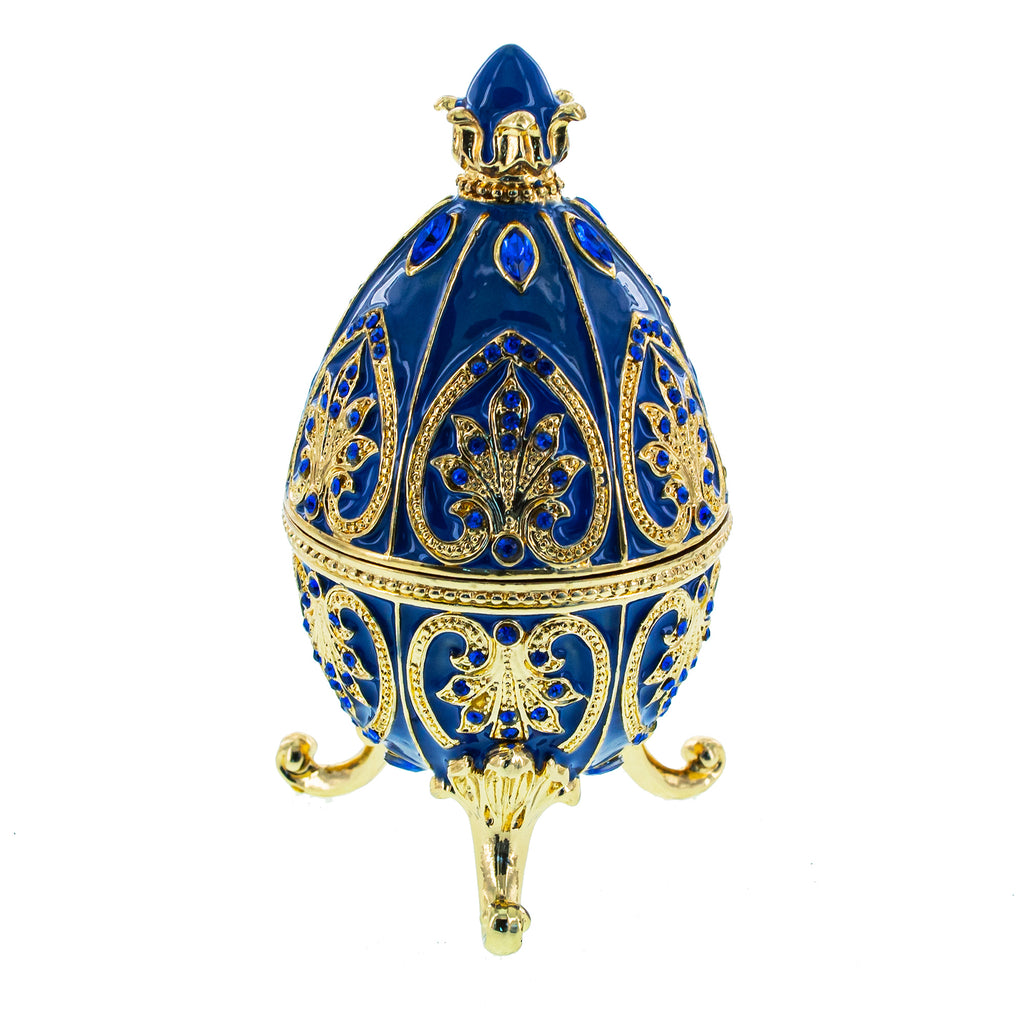 Blue Jewel Royal Inspired Easter Egg 4.5 Inches in Blue color Oval