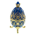 Blue Jewel Royal Inspired Easter Egg 4.5 Inches in Blue color Oval