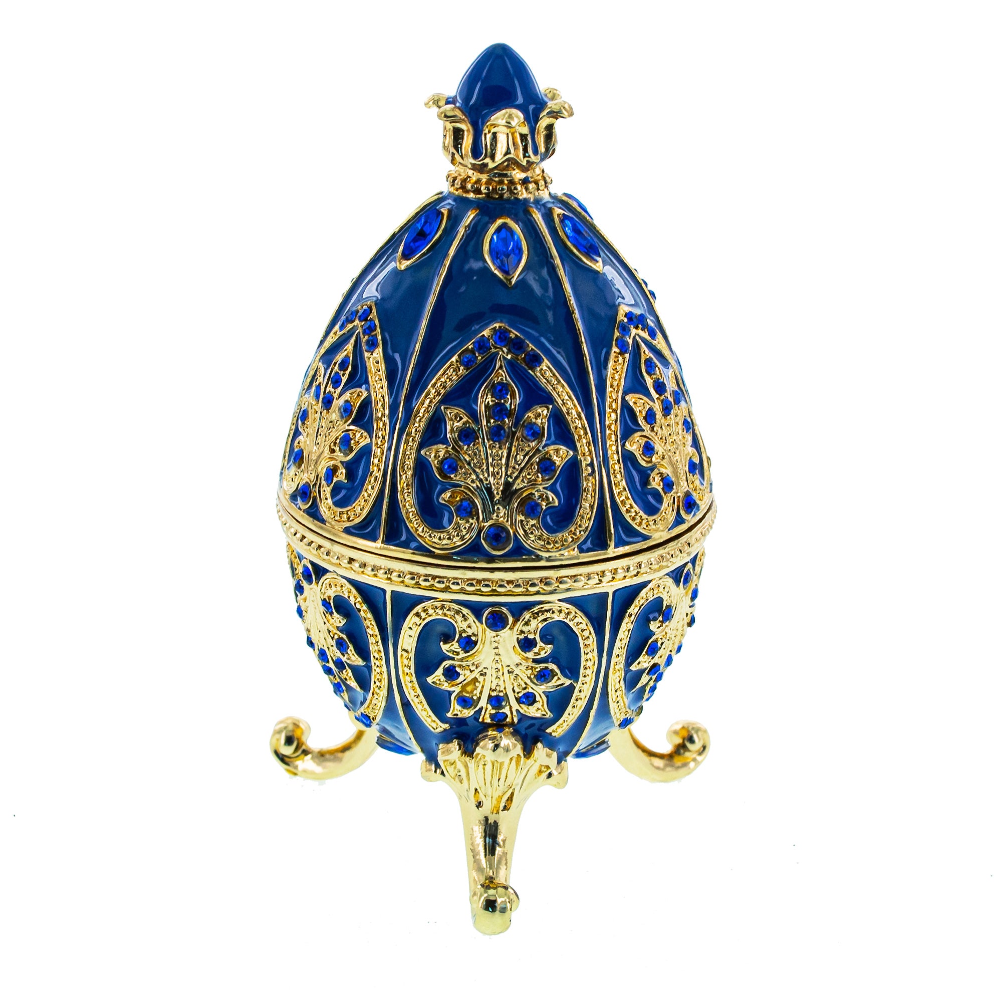 Blue Jewel Royal Inspired Easter Egg 4.5 Inches in Blue color Oval