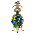 1898 Lilies of the Valley Royal Imperial Easter  Egg 4.75 Inches in Blue color Oval