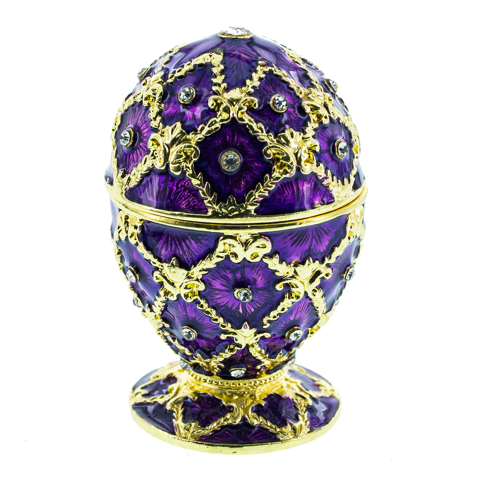 Pewter Purple Trellis Royal Inspired Easter Egg 2.5 Inches in Purple color Oval