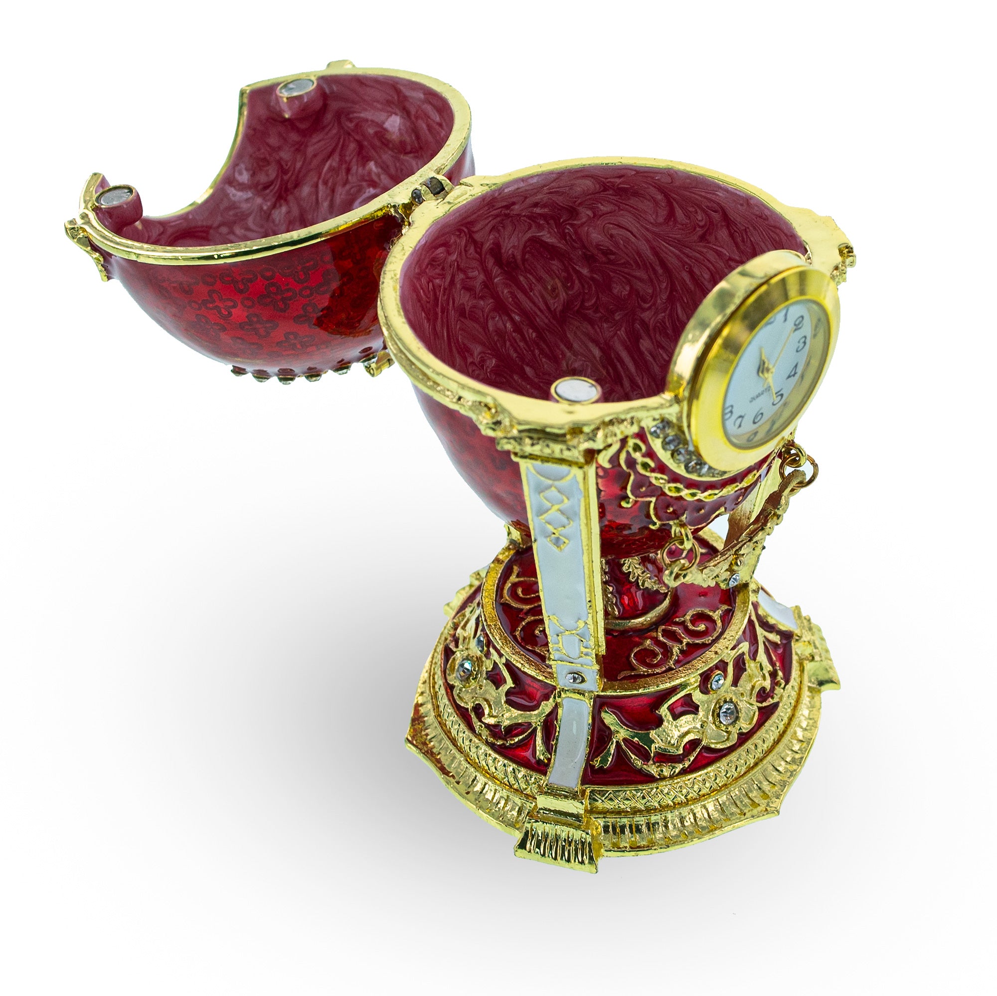 1900 Cockerel Royal Imperial Easter Egg in RedCzech Republic , dimensions in inches: 4.3 x 2.4 x 2.4